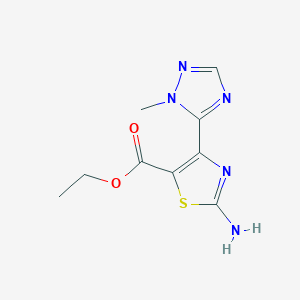 molecular formula C9H11N5O2S B11809506 ethyl 2-amino-4-(1-methyl-1H-1,2,4-triazol-5-yl)thiazole-5-carboxylate 