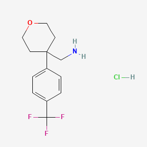 molecular formula C13H17ClF3NO B11809652 (4-(4-(Trifluoromethyl)phenyl)tetrahydro-2H-pyran-4-yl)methanamine hydrochloride 