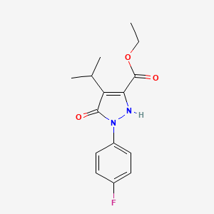 molecular formula C15H17FN2O3 B11809667 Ethyl 1-(4-fluorophenyl)-5-hydroxy-4-isopropyl-1H-pyrazole-3-carboxylate 
