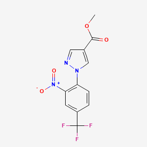 molecular formula C12H8F3N3O4 B11809689 Methyl 1-(2-nitro-4-(trifluoromethyl)phenyl)-1H-pyrazole-4-carboxylate 