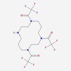 molecular formula C16H21F9N4O3 B118097 1,4,8-Tris(trifluoroacetyl)-1,4,8,11-tetraazacyclotetradecane CAS No. 406939-92-2