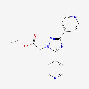 molecular formula C16H15N5O2 B11809716 Ethyl 2-(3,5-di(pyridin-4-yl)-1H-1,2,4-triazol-1-yl)acetate 