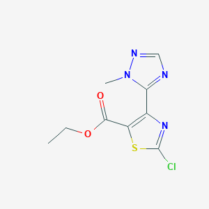molecular formula C9H9ClN4O2S B11809729 Ethyl 2-chloro-4-(1-methyl-1H-1,2,4-triazol-5-yl)thiazole-5-carboxylate 