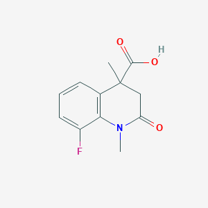 molecular formula C12H12FNO3 B11809798 8-Fluoro-1,4-dimethyl-2-oxo-1,2,3,4-tetrahydroquinoline-4-carboxylic acid 