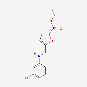 molecular formula C14H14ClNO3 B11809851 Ethyl 5-(((3-chlorophenyl)amino)methyl)furan-2-carboxylate 