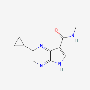 molecular formula C11H12N4O B11809977 2-cyclopropyl-N-methyl-5H-pyrrolo[2,3-b]pyrazine-7-carboxamide 