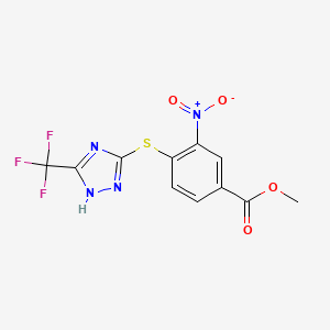 molecular formula C11H7F3N4O4S B11810025 Methyl 3-nitro-4-((5-(trifluoromethyl)-4H-1,2,4-triazol-3-yl)thio)benzoate 