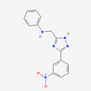 molecular formula C15H13N5O2 B11810144 N-((5-(3-Nitrophenyl)-1H-1,2,4-triazol-3-yl)methyl)aniline 