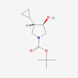 molecular formula C12H21NO3 B11810154 trans-tert-Butyl 3-cyclopropyl-4-hydroxypyrrolidine-1-carboxylate 