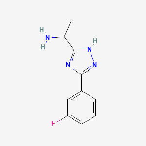 molecular formula C10H11FN4 B11810260 1-(3-(3-Fluorophenyl)-1H-1,2,4-triazol-5-yl)ethanamine 