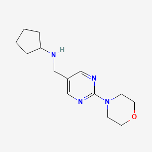 molecular formula C14H22N4O B11810313 N-((2-Morpholinopyrimidin-5-yl)methyl)cyclopentanamine 