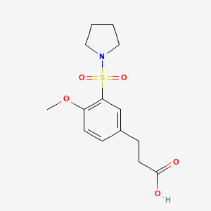 molecular formula C14H19NO5S B11810331 3-(4-Methoxy-3-(pyrrolidin-1-ylsulfonyl)phenyl)propanoic acid 
