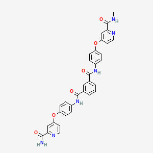 molecular formula C33H26N6O6 B11810354 N1-(4-((2-Carbamoylpyridin-4-yl)oxy)phenyl)-N3-(4-((2-(methylcarbamoyl)pyridin-4-yl)oxy)phenyl)isophthalamide 