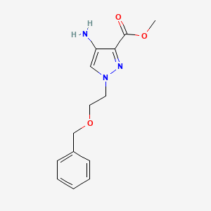 molecular formula C14H17N3O3 B11810450 Methyl 4-amino-1-(2-(benzyloxy)ethyl)-1H-pyrazole-3-carboxylate 