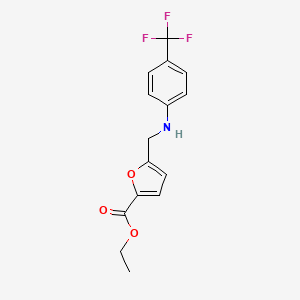 molecular formula C15H14F3NO3 B11810506 Ethyl 5-(((4-(trifluoromethyl)phenyl)amino)methyl)furan-2-carboxylate 