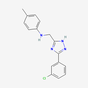 molecular formula C16H15ClN4 B11810525 N-((5-(3-Chlorophenyl)-1H-1,2,4-triazol-3-yl)methyl)-4-methylaniline 