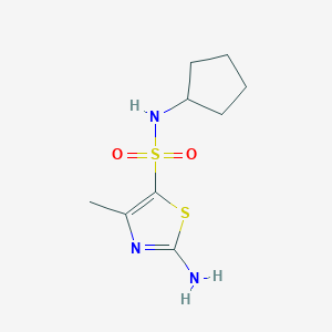 molecular formula C9H15N3O2S2 B11810533 2-Amino-N-cyclopentyl-4-methylthiazole-5-sulfonamide 