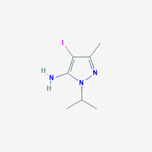 molecular formula C7H12IN3 B11810597 4-Iodo-1-isopropyl-3-methyl-1H-pyrazol-5-amine 