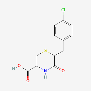molecular formula C12H12ClNO3S B11810641 6-(4-Chlorobenzyl)-5-oxothiomorpholine-3-carboxylic acid 