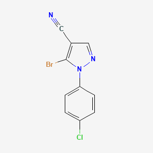 molecular formula C10H5BrClN3 B11810908 5-Bromo-1-(4-chlorophenyl)-1H-pyrazole-4-carbonitrile 