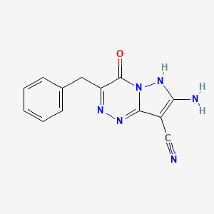 molecular formula C13H10N6O B11810913 7-Amino-3-benzyl-4-oxo-1,4-dihydropyrazolo[5,1-c][1,2,4]triazine-8-carbonitrile 