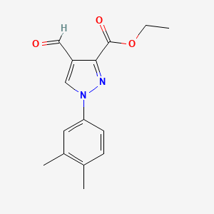 molecular formula C15H16N2O3 B11810916 Ethyl 1-(3,4-dimethylphenyl)-4-formyl-1H-pyrazole-3-carboxylate 