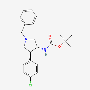 molecular formula C22H27ClN2O2 B11811113 tert-Butyl (trans-1-benzyl-4-(4-chlorophenyl)pyrrolidin-3-yl)carbamate 