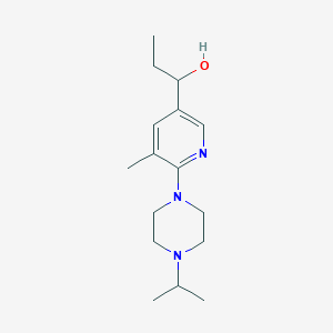 molecular formula C16H27N3O B11811115 1-(6-(4-Isopropylpiperazin-1-yl)-5-methylpyridin-3-yl)propan-1-ol 