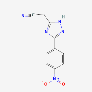 molecular formula C10H7N5O2 B11811335 2-(5-(4-Nitrophenyl)-1H-1,2,4-triazol-3-yl)acetonitrile 