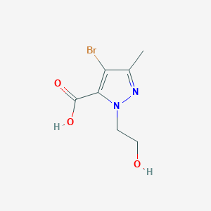 molecular formula C7H9BrN2O3 B11811455 4-Bromo-1-(2-hydroxyethyl)-3-methyl-1H-pyrazole-5-carboxylic acid 