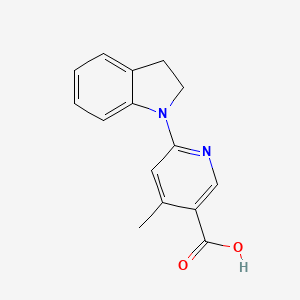 molecular formula C15H14N2O2 B11811567 6-(Indolin-1-yl)-4-methylnicotinic acid 
