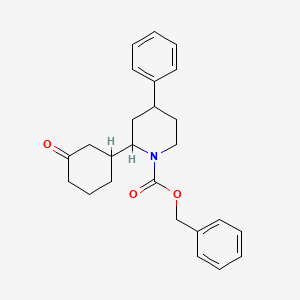 molecular formula C25H29NO3 B11811571 Benzyl 2-(3-oxocyclohexyl)-4-phenylpiperidine-1-carboxylate 