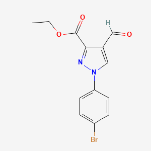 molecular formula C13H11BrN2O3 B11811654 Ethyl 1-(4-bromophenyl)-4-formyl-1H-pyrazole-3-carboxylate 