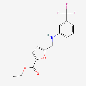 molecular formula C15H14F3NO3 B11811730 Ethyl 5-(((3-(trifluoromethyl)phenyl)amino)methyl)furan-2-carboxylate 