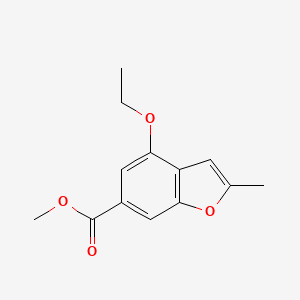 molecular formula C13H14O4 B11811741 Methyl 4-ethoxy-2-methylbenzofuran-6-carboxylate 
