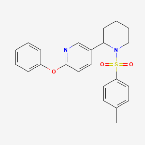 molecular formula C23H24N2O3S B11811881 2-Phenoxy-5-(1-tosylpiperidin-2-yl)pyridine 
