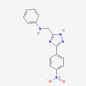 molecular formula C15H13N5O2 B11812035 N-((5-(4-Nitrophenyl)-1H-1,2,4-triazol-3-yl)methyl)aniline 