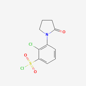 molecular formula C10H9Cl2NO3S B11812085 2-Chloro-3-(2-oxopyrrolidin-1-YL)benzene-1-sulfonyl chloride 