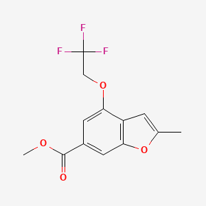 molecular formula C13H11F3O4 B11812114 Methyl 2-methyl-4-(2,2,2-trifluoroethoxy)benzofuran-6-carboxylate 