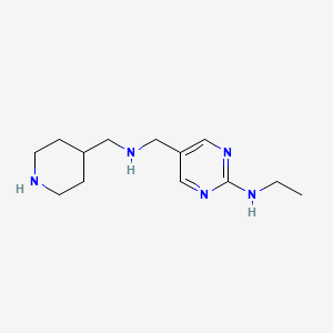 molecular formula C13H23N5 B11812215 N-Ethyl-5-(((piperidin-4-ylmethyl)amino)methyl)pyrimidin-2-amine 