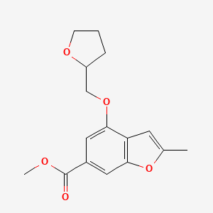molecular formula C16H18O5 B11812230 Methyl2-methyl-4-((tetrahydrofuran-2-yl)methoxy)benzofuran-6-carboxylate 