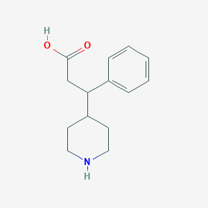 molecular formula C14H19NO2 B11812231 3-Phenyl-3-(piperidin-4-yl)propanoic acid 
