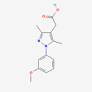 molecular formula C14H16N2O3 B11812240 2-(1-(3-Methoxyphenyl)-3,5-dimethyl-1H-pyrazol-4-yl)acetic acid 