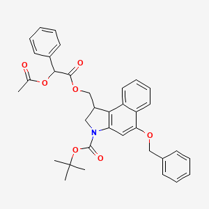 molecular formula C35H35NO7 B11812264 tert-Butyl 1-((2-acetoxy-2-phenylacetoxy)methyl)-5-(benzyloxy)-1H-benzo[e]indole-3(2H)-carboxylate 