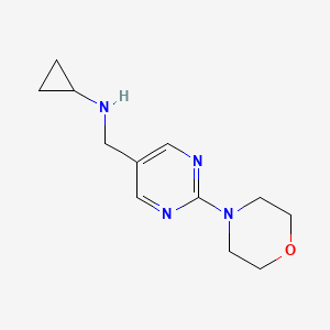 molecular formula C12H18N4O B11812343 N-((2-Morpholinopyrimidin-5-yl)methyl)cyclopropanamine 