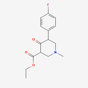 molecular formula C15H18FNO3 B11812396 Ethyl 5-(4-fluorophenyl)-1-methyl-4-oxopiperidine-3-carboxylate 