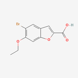 molecular formula C11H9BrO4 B11812476 5-Bromo-6-ethoxybenzofuran-2-carboxylic acid 