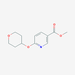 molecular formula C12H15NO4 B11812505 Methyl 6-((tetrahydro-2H-pyran-4-yl)oxy)nicotinate 