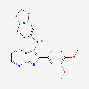 molecular formula C21H18N4O4 B1181259 N-(1,3-benzodioxol-5-yl)-2-(3,4-dimethoxyphenyl)imidazo[1,2-a]pyrimidin-3-amine 