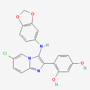 4-[3-(1,3-Benzodioxol-5-ylamino)-6-chloroimidazo[1,2-a]pyridin-2-yl]-1,3-benzenediol